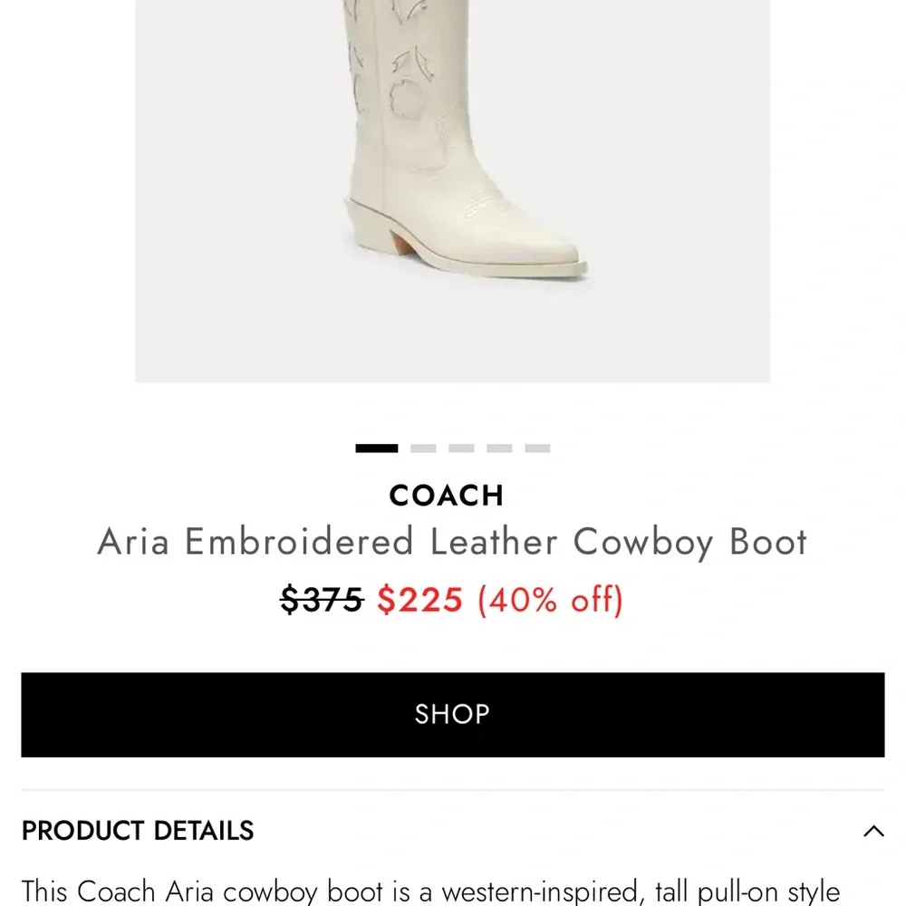 Coach Aria Chalk Floral Embroidered Women's Boots - Picture 4 of 8